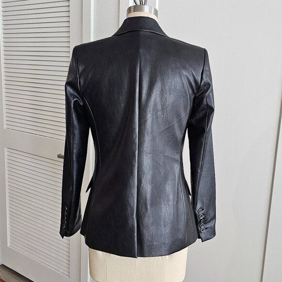 BCBGMAXAZRIA Black Pleather Blazer in size XS - Picture 2 of 5